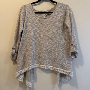 Open Back Cream Sweater with Lace Detailing